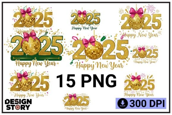 Download 2025 Happy New Year Gold Disco Ball - Disco Collection