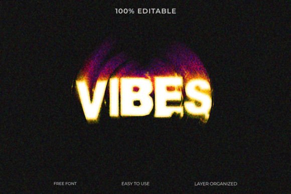 Download Vibes Blurry Text Effect Style PSD - Text effect Collection