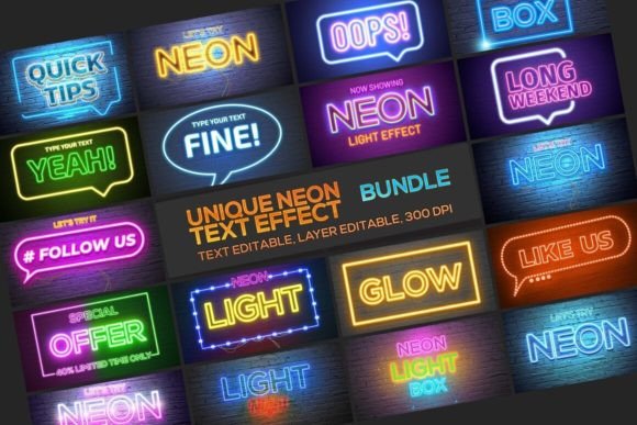 Download Exclusive Neon Text Effect Bundle - Text effect Collection