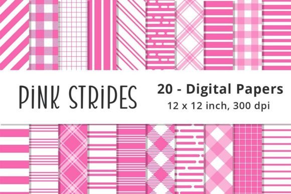 Download Pink Stripes Digital Paper Patterns - Pink Collection