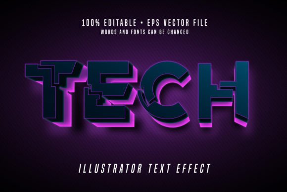 Download TECH 3D Illustrator Text Effect Font - Text effect Collection
