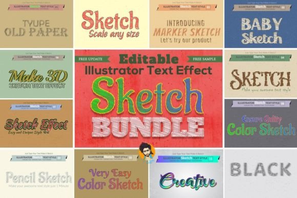 Download Sketch Text Effect Illustrator - Text effect Collection