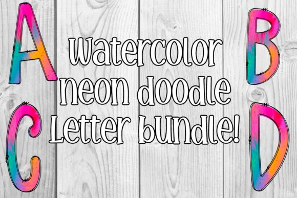 Download Neon Splash Watercolor Doodle Letters - Neon splash Collection