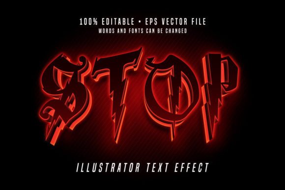 Download Stop 3D Illustrator Text Effect Font - Text effect Collection