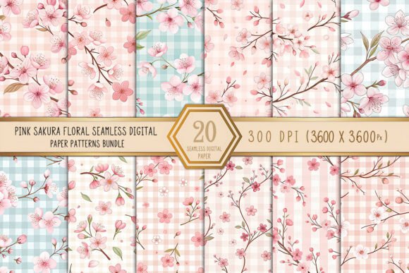 Download Pink Sakura Floral Seamless Patterns - Pink Collection