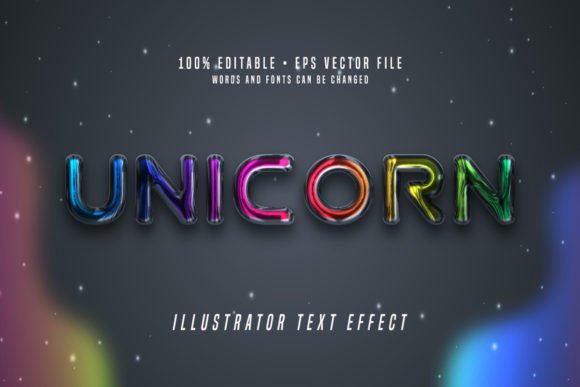 Download Unicorn 3D Illustrator Text Effect Font - Text effect Collection
