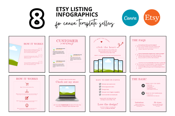 Download 8 Pink Etsy Listing Infographics - Pink Collection