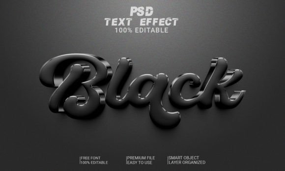 Download Black 3D Text Effect PSD File - Text effect Collection